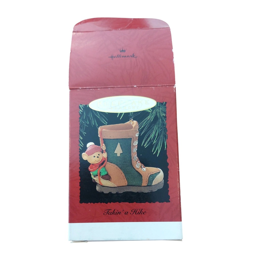 Vintage Hallmark Keepsake Ornament 1995 Takin a Hike Mouse Hiking Boot